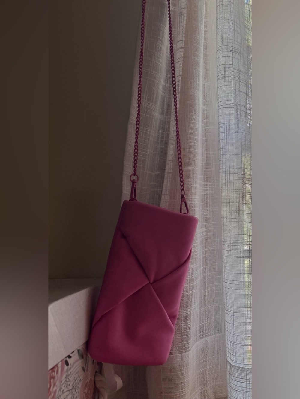 a new day Magenta Quilted Crossbody Bag with Chain Strap